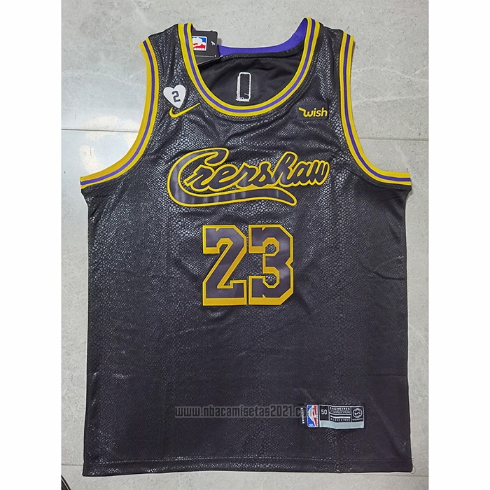 Camiseta Los Angeles Lakers LeBron James #23 Crenshaw Black Mamba Negro